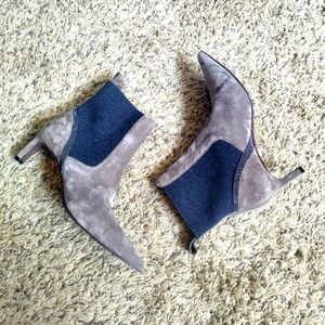 Brunello Cucinelli Suede Kitten-Heel Chelsea Ankle Boots sz 6